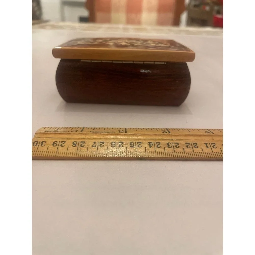 Beautiful Wooden trinket box, red velvet interior‎
